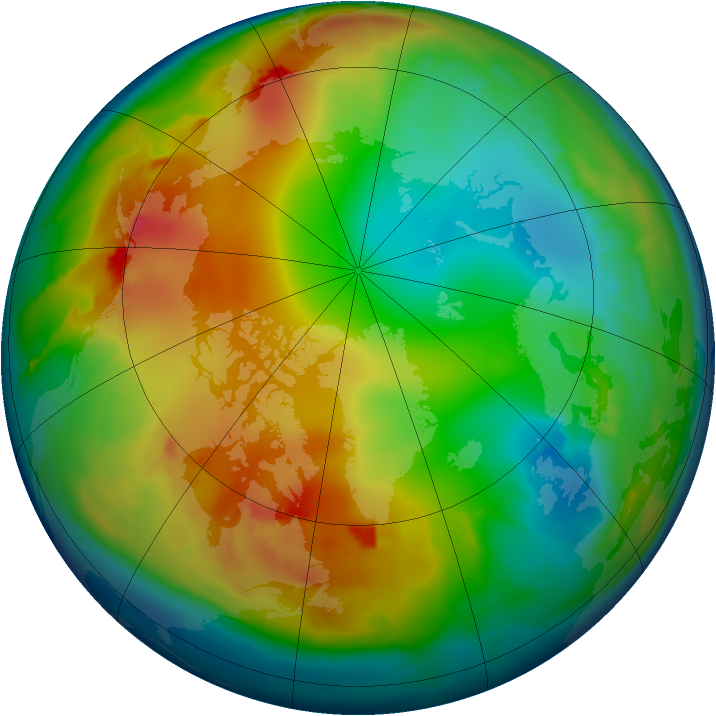 Arctic ozone map for 02 January 2013